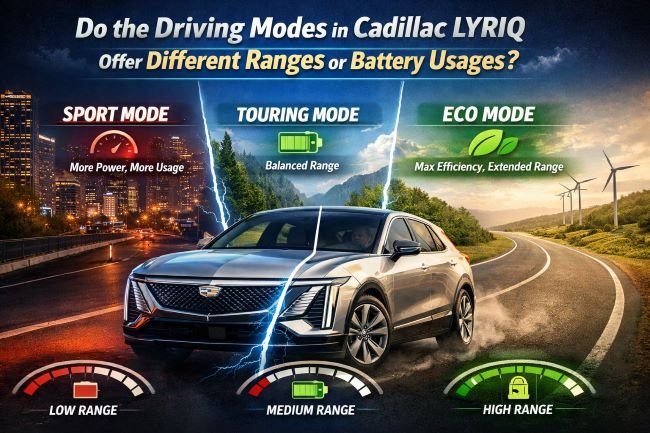 Do the Driving Modes in Cadillac Lyriq Offer Different Ranges or Battery Usages?